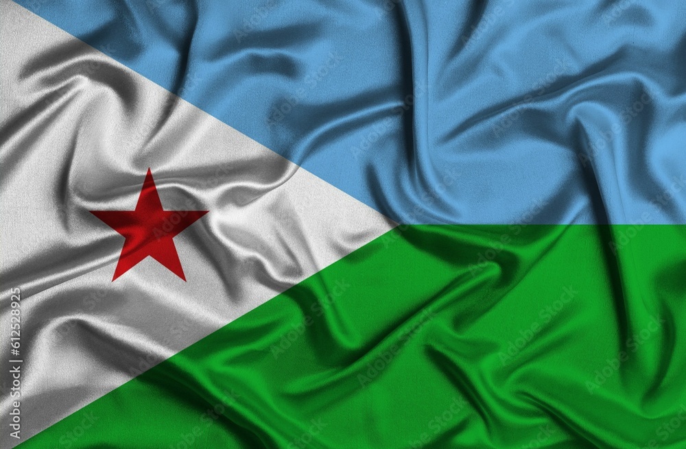 Obraz premium Illustration design of silk textile Djibouti flag background