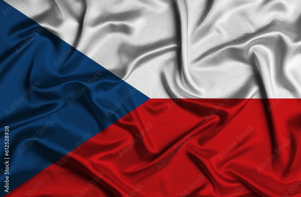 Illustration design of silk textile Czech Republic flag background