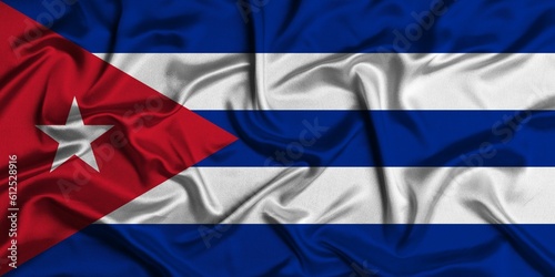 Illustration design of silk textile Republic of Cuba flag background