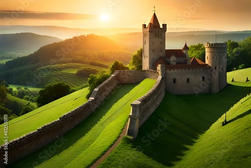 sunset over the fortress