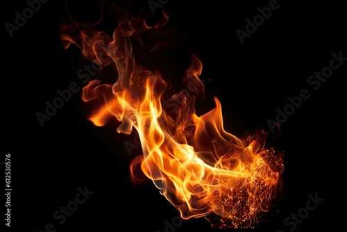burning fire flame on black background   Generative AI  © Kay