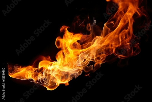 burning fire flame on black background | Generative AI 
