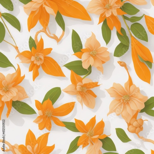 Orange jasmine flower pattern on the white background.