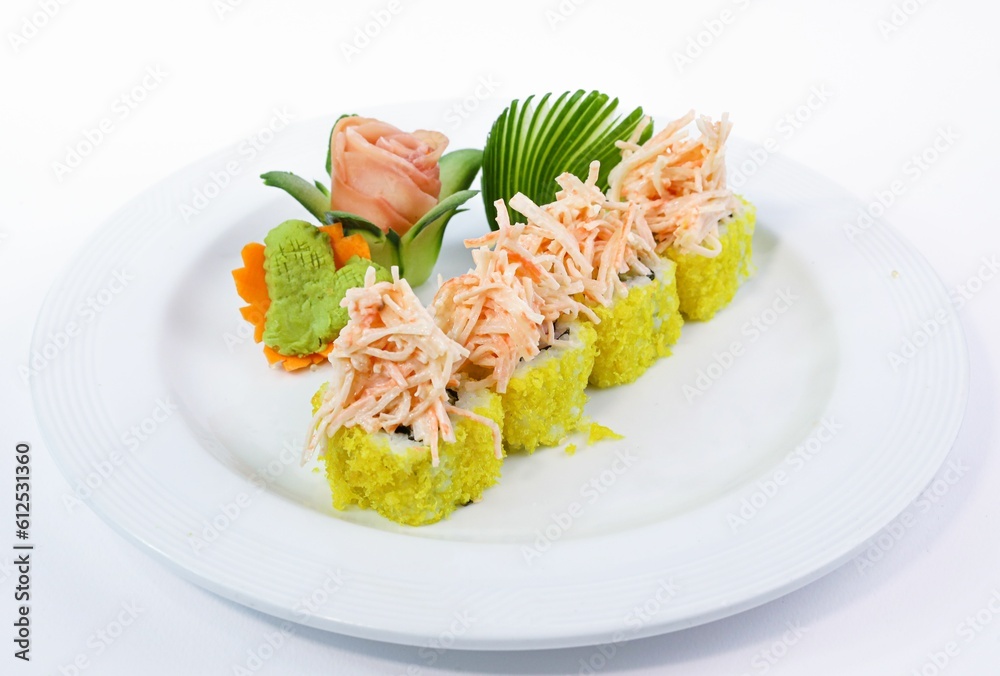 Chinese sushi set on white background Chinese sushi set on white background