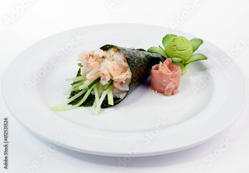 Chinese sushi set on white background