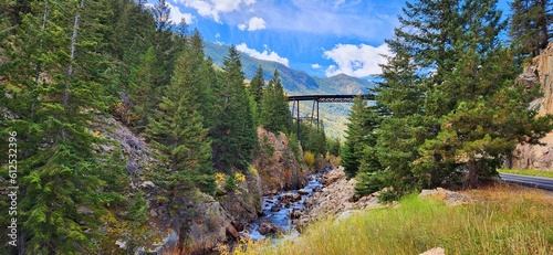 Landscape with Georgetown Loop railroad view on a sunny day photo