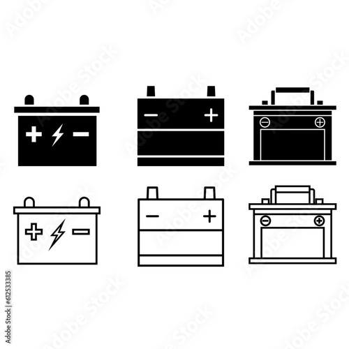 Car battery icon vector set. accumulator illustration sign collection. charge symbol or logo.
