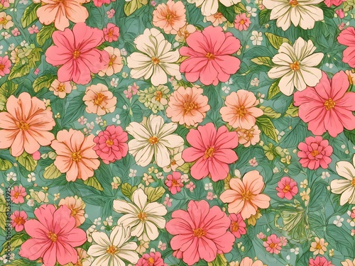 Vintage Floral Pattern  Generative AI Illustration