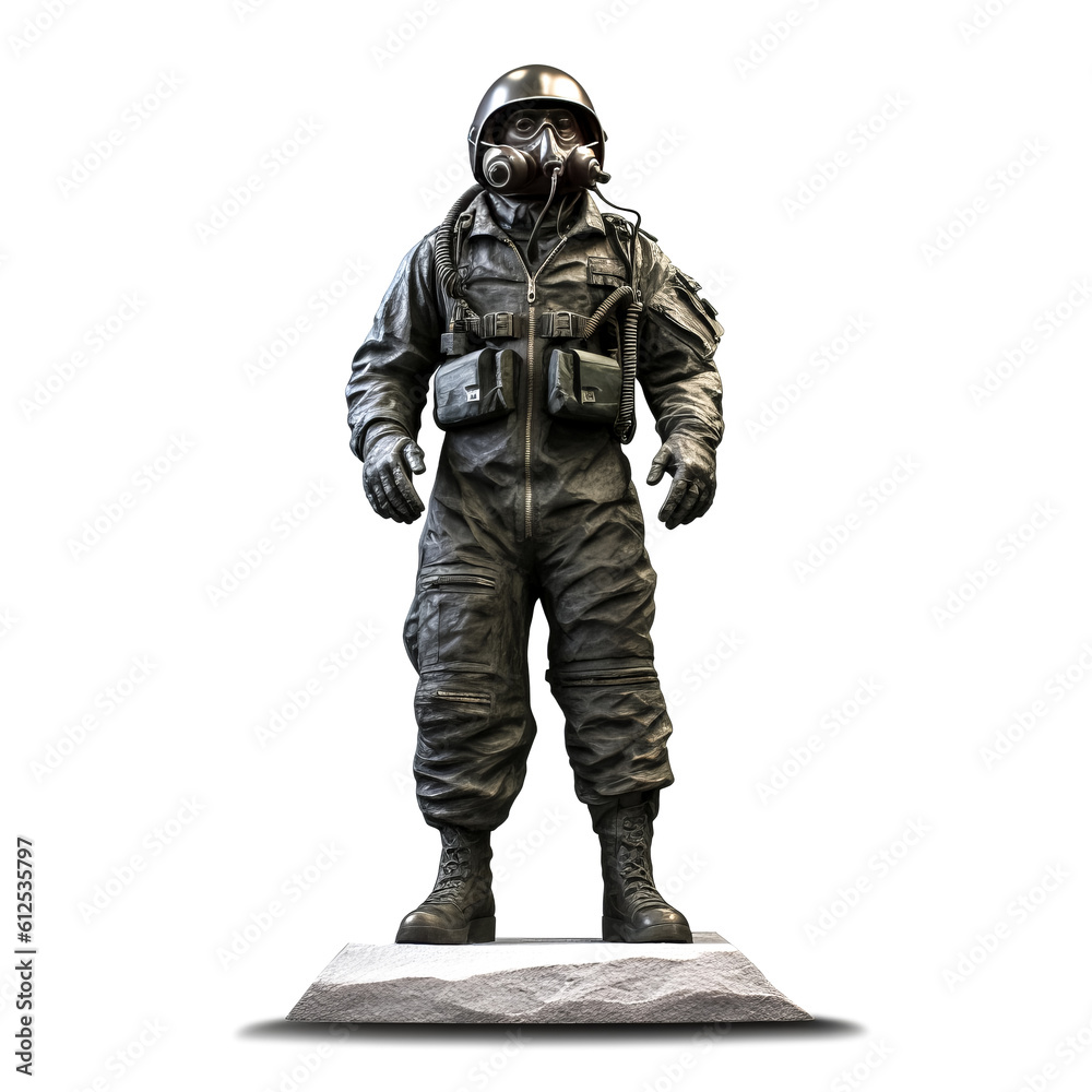Fototapeta premium A statuesque figure stands in a heroic pose against a stark white backdrop - generative ai.