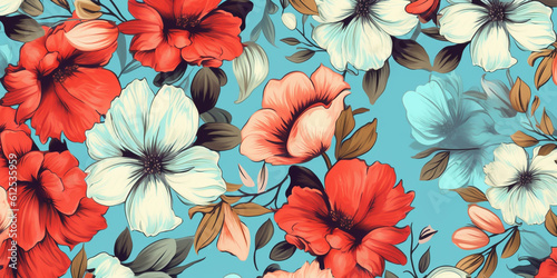 Floral background banner or wallpaper, colorful spring flower mix