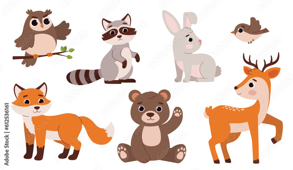 Different forest animals vector set