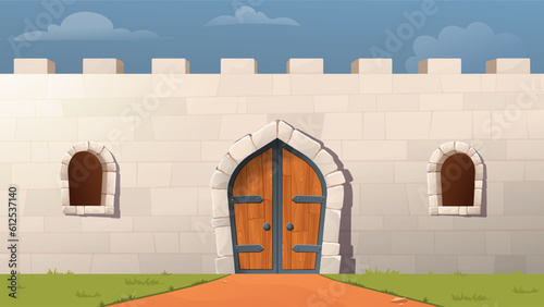 Medieval ancient castle entrance vector concept