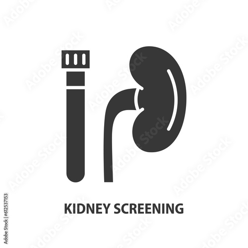 Screening for kidney disease glyph icon. Diagnostics test lab vector sign.