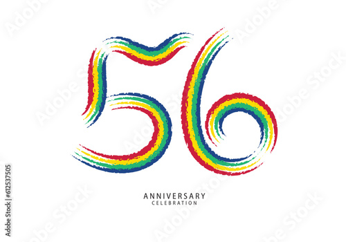 56 years anniversary celebration logotype colorful line vector  56th birthday logo  56 number design  anniversary template  anniversary vector design elements for invitation card  poster  flyer.