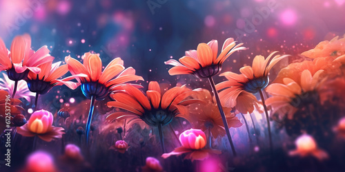 Floral background banner or wallpaper, colorful spring flower mix © Artofinnovation