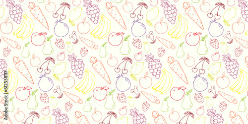 Colorful Fruits Hand Drawn Vector Hand Drawn Pattern
