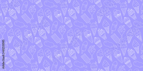 Ice Cream Vector Hand Drawn Pattern