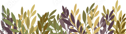 Floral template with abstract olive branches on a white background. Floral vector ornament for postcards, textiles, banner.