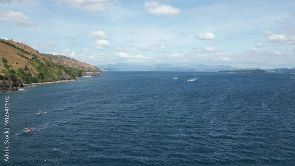 Aerial view of the blue sea and Subic Bay, Philippines in summer Aerial view of the blue sea and Subic Bay, Philippines in summer