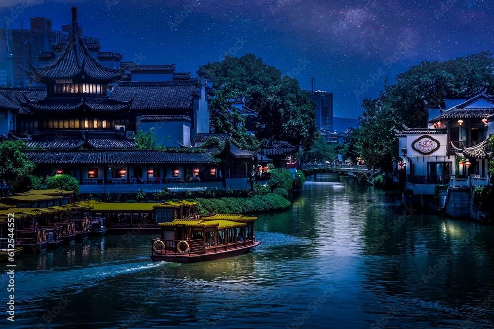 Fototapeta premium Cityscape of an Asian city at night