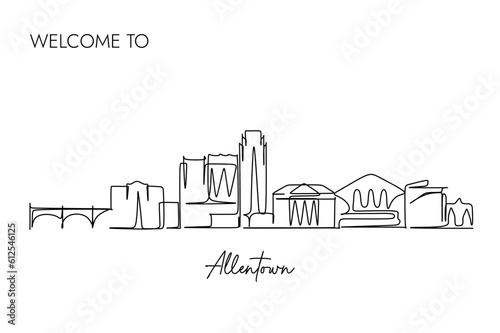 Vector illustration of a hand-drawn design of Allentown city and text on a white background