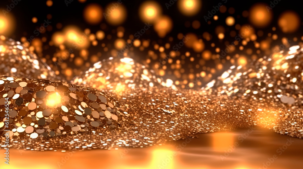 Naklejka premium golden christmas lights. Generative Ai.