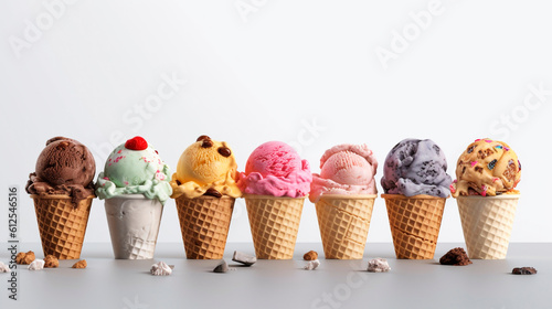 ice cream cones. Generative Ai.  © PETR BABKIN
