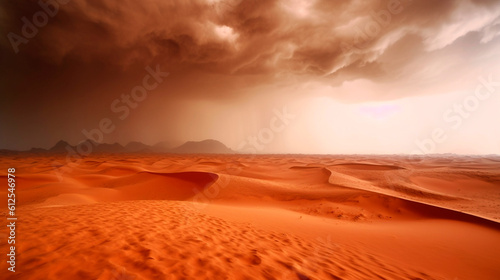 view of an impending sandstorm in the desert. Generative Ai. 
