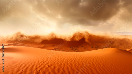 Dramatic view of an impending desert sandstorm. Generative Ai. 