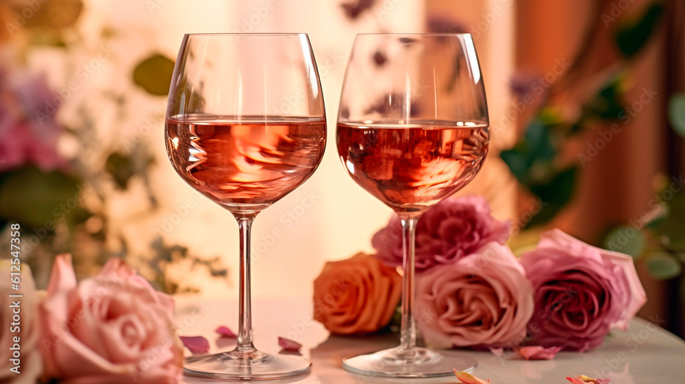 two glasses of wine. Generative Ai. two glasses of wine. Generative Ai.
