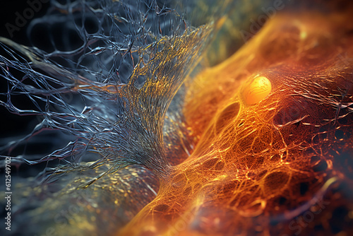 Active nerve cells, visualization of neuronal networks in the brain, 3D render.