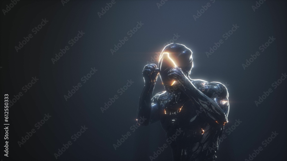 Alien mechanic bot on a gray background Alien mechanic bot on a gray background
