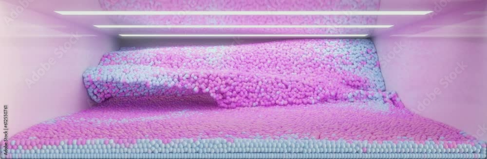3D render of a heap of pink blue balls moving around in an illuminated room 3D render of a heap of pink blue balls moving around in an illuminated room