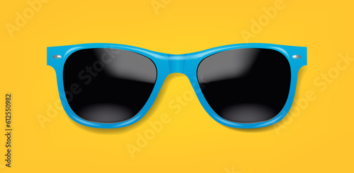 Blue Sunglasses And Yellow Background