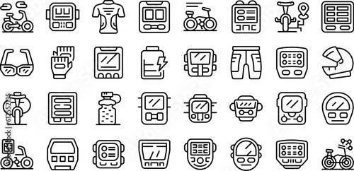 Bike computer icons set outline vector. Road digital. Lifestyle speed