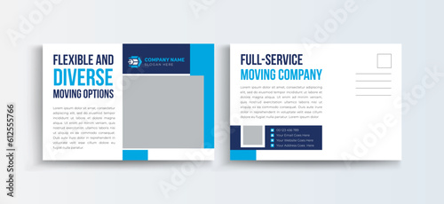 Moving Service Transport, Transportation Postcard Template, Mover and Transport Logistics Post, Transport Business poster Template, Delivery and Transport Service company Postcard.