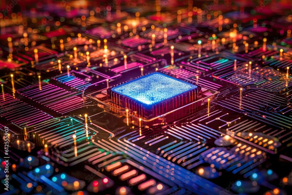 Micro Chip close up View - made with Generative Ai Micro Chip close up View - made with Generative Ai