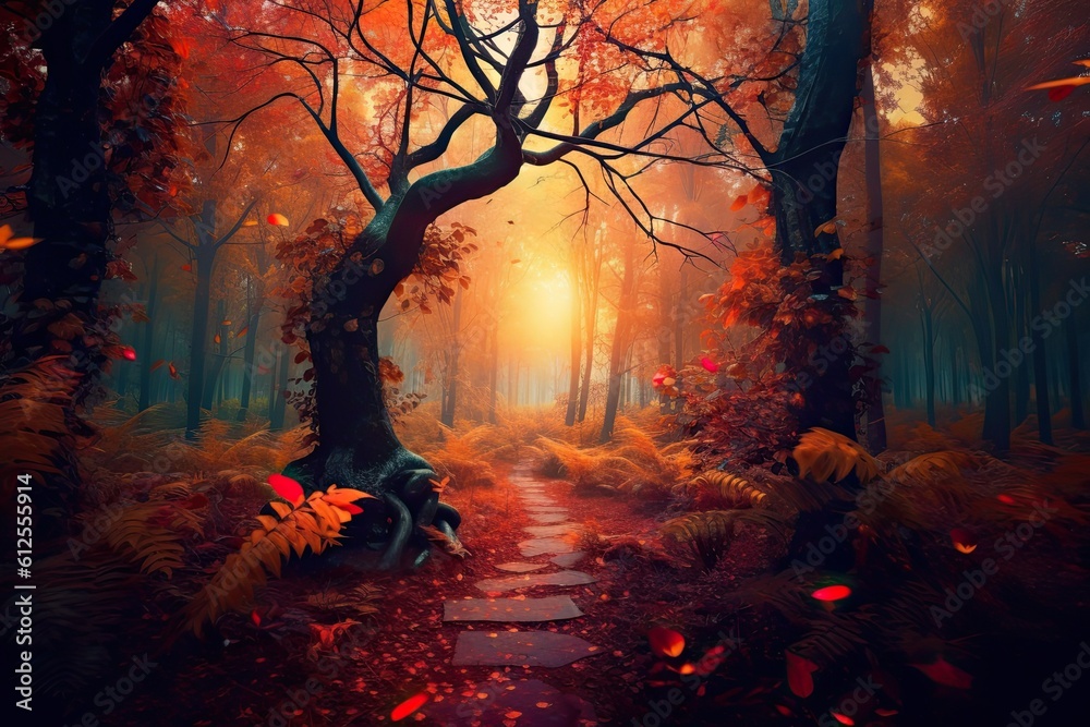 path in autumn  - made with Generative Ai	
