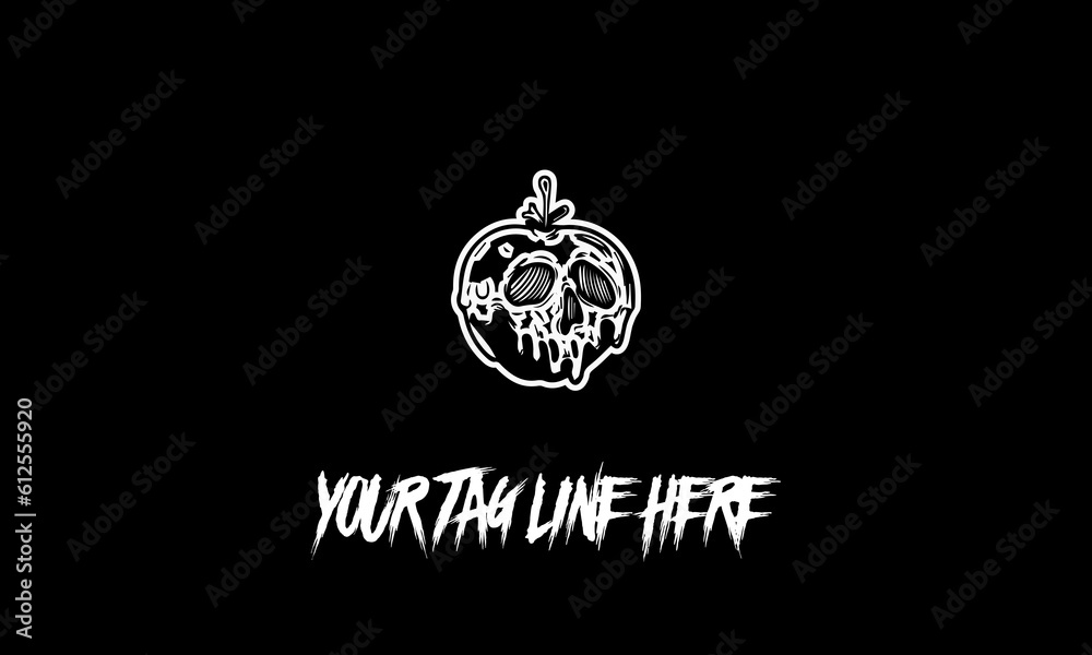 Vector logo of a scary pumpkin mask with a space for the tagline on a black background