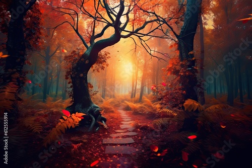 path in autumn  - made with Generative Ai	