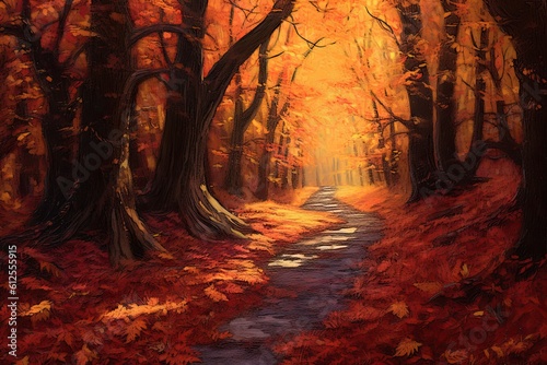  path in autumn - made with Generative Ai	