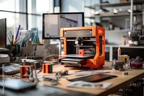   3D Printer printing - made with Generative Ai	