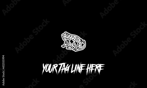 Vector illustration of a toad icon and a text for a tagline on a black background