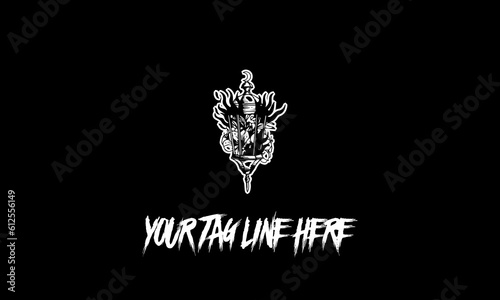 Vector of flowers icon with a tag line isolated on a black background