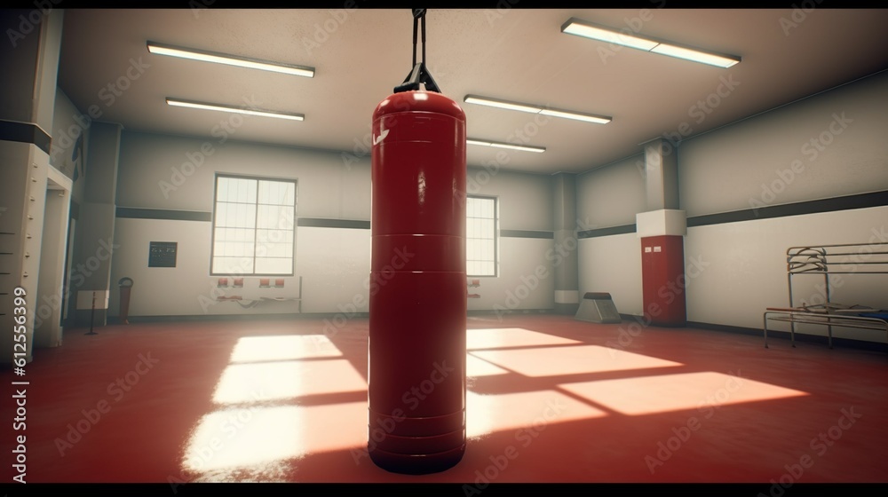 custom made wallpaper toronto digitalfight core, punching bag in the empty hall . Created with Generative Ai technology.