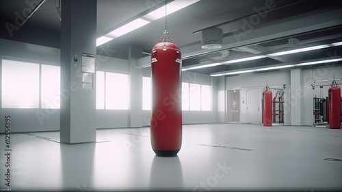 Wallpaper Mural fight core, punching bag in the empty hall . Created with Generative Ai technology. Torontodigital.ca