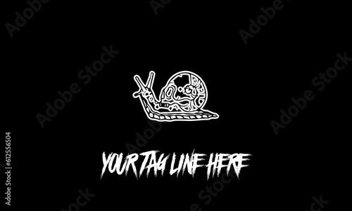 Vector design of a minimalistic logo sketch in snail shape and space for text