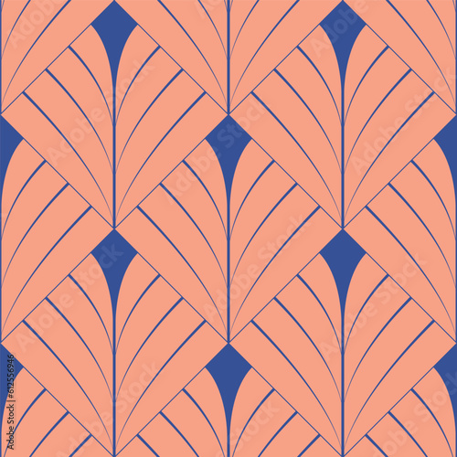 Editable and Seamless Art Deco Wallpaper Feather Pattern (Closeup)