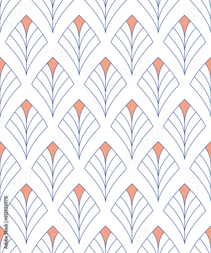 Editable and Seamless Art Deco Wallpaper Feather Pattern
