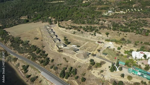 Aerial view of the Mecidiye bastion on the seashore in Turkey photo